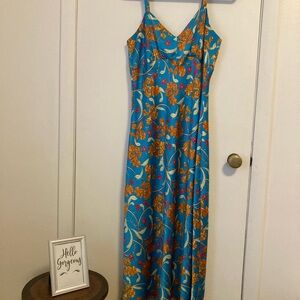 Sofia by Sofia Vergara Floral Maxi Dress in Blue and Orange